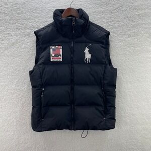 Polo Ralph Lauren Puffer Vest Black Mens Large Downhill Alpine Ski Big Pony Down